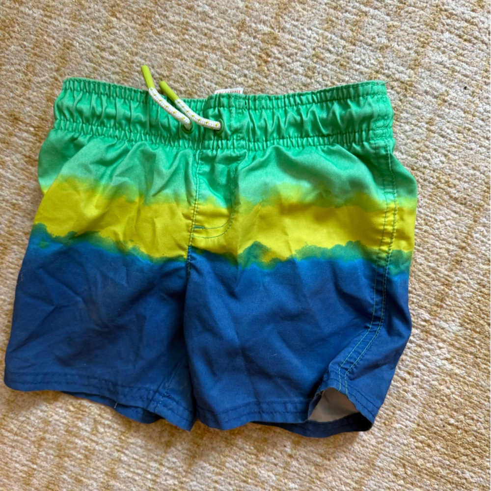 Cat& Jack Green Yellow Blue Tie-Dye Swim Shorts